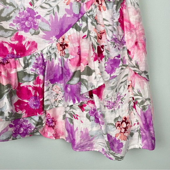 Express High Waisted Floral Asymmetrical Ruffle Mini Skirt - Picture 4 of 9